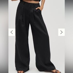 Avery Wide Leg Black Linen Pants